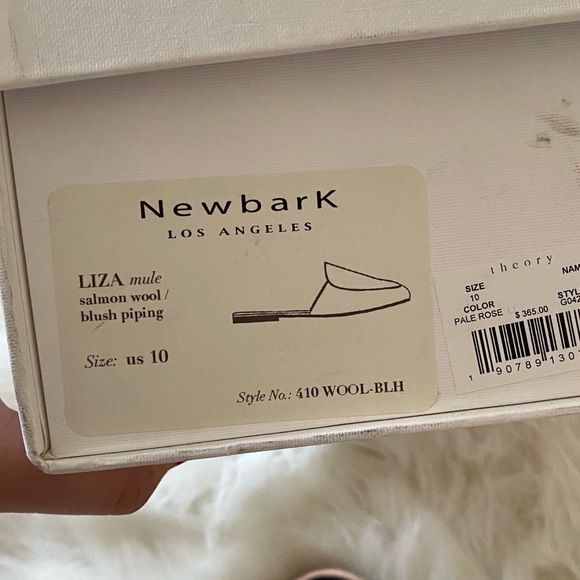 NIB Newbark x Theory Liza Pale Rose Round-Toe Mules - Picture 5 of 11
